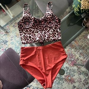 BNWOT SHEIN leopard top bikini, Size Large